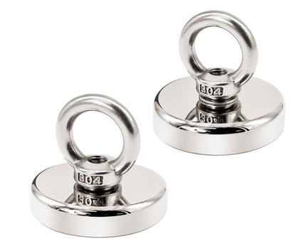 Neodymium Fishing Magnets 2 Pack, 128LBS Pulling Force Strong Round Rare Earth