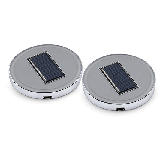 2PCS LED Solar Cup Pad Car Light Cover Interior Decoration Car Light Accessories
