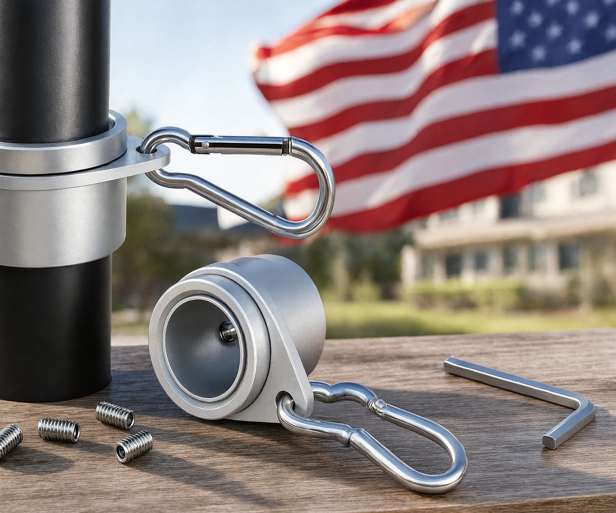2PCS Flag Pole Ring Aluminum Alloy for 0.75-1 in  Pole 360° Rotating Tangle Free