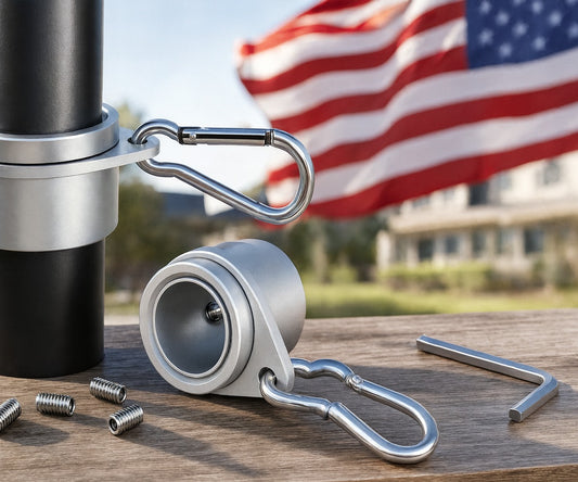 2PCS Flag Pole Ring Aluminum Alloy for 0.75-1 in  Pole 360° Rotating Tangle Free