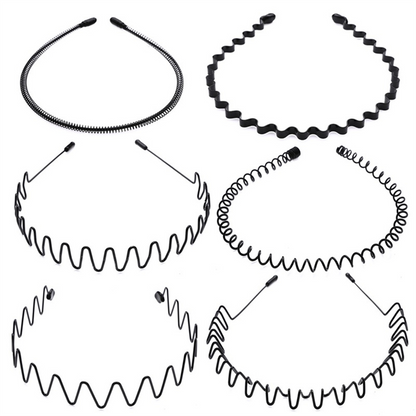 6Pcs Metal Hair Headband Wave Style Hoop Band Comb Sports Hairband Men Women US