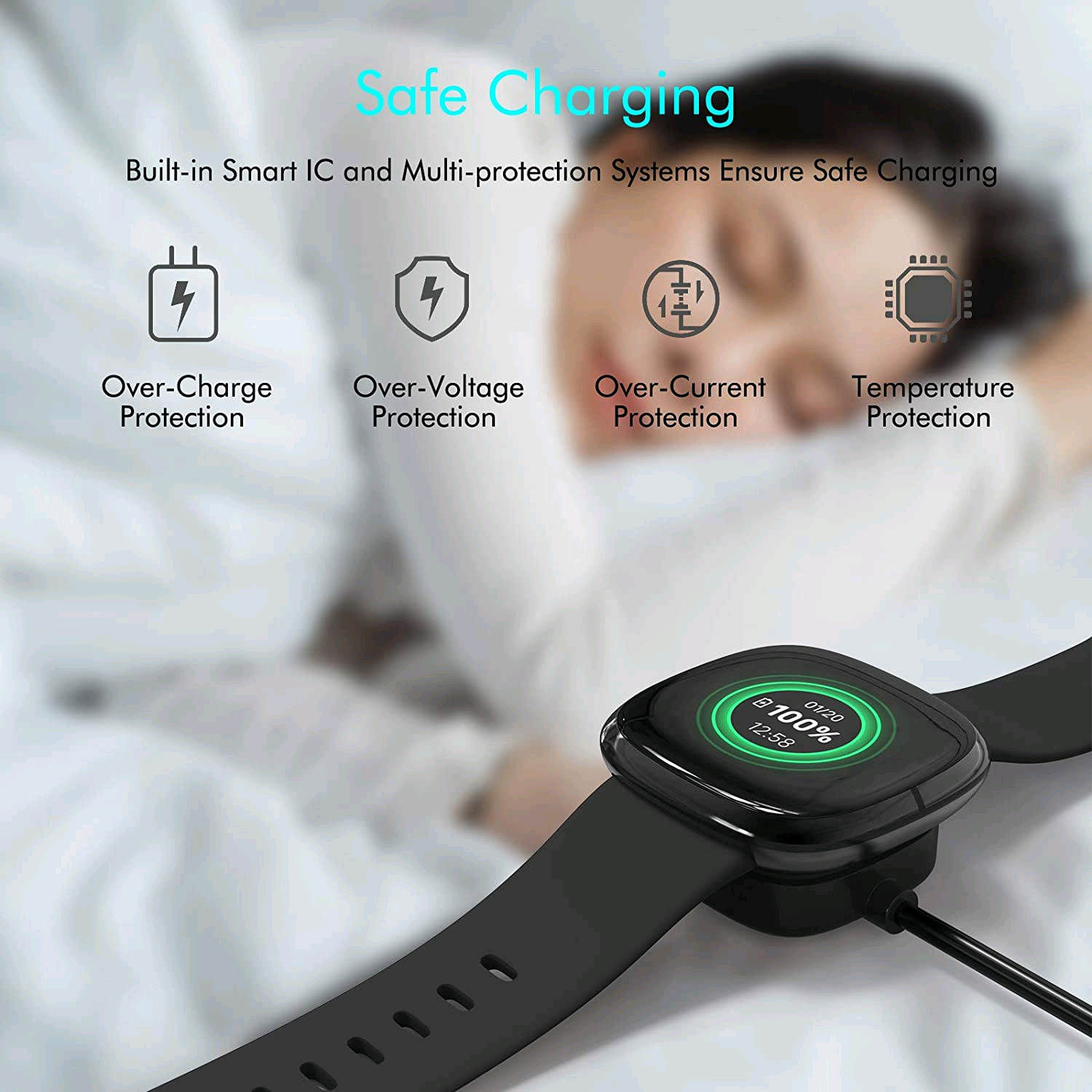 Wireless Charger For Fitbit Sense Versa 3 4 Watch USB Fast Charging Dock Cable