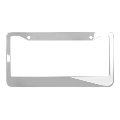 2PCS Chrome Stainless Steel Metal License Plate Frame Tag Cover With Screw Caps