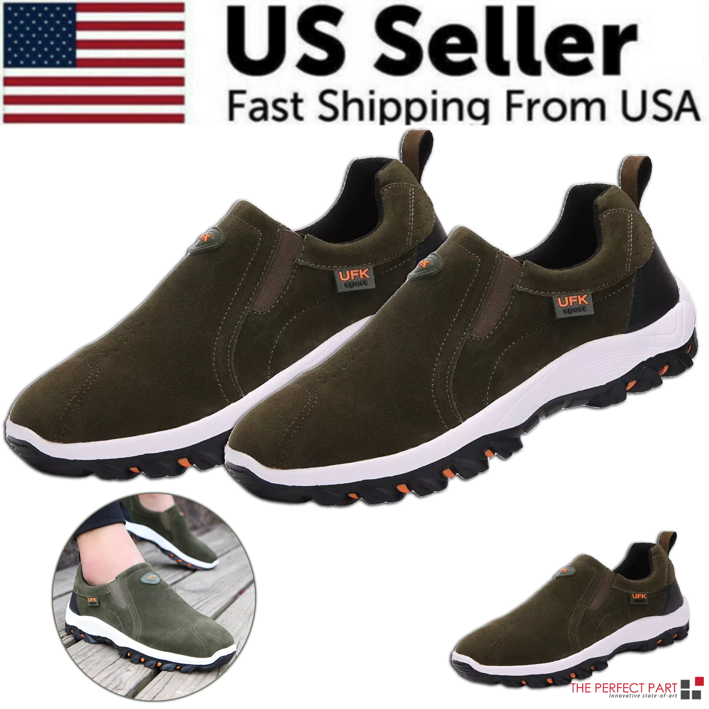 Men's Loafer Slip On Athletic Shoes Casual Walking Sneakers Outdoor Sports