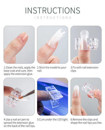 10 PCS Nail Tips Clip Quick Building Poly Builder Gel DIY Extension Clamp Clips