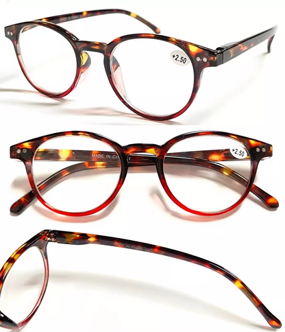 4 Pairs Mens Women Spring Hinge Round Horn Power Oval Reading Reader Glasses 1-4