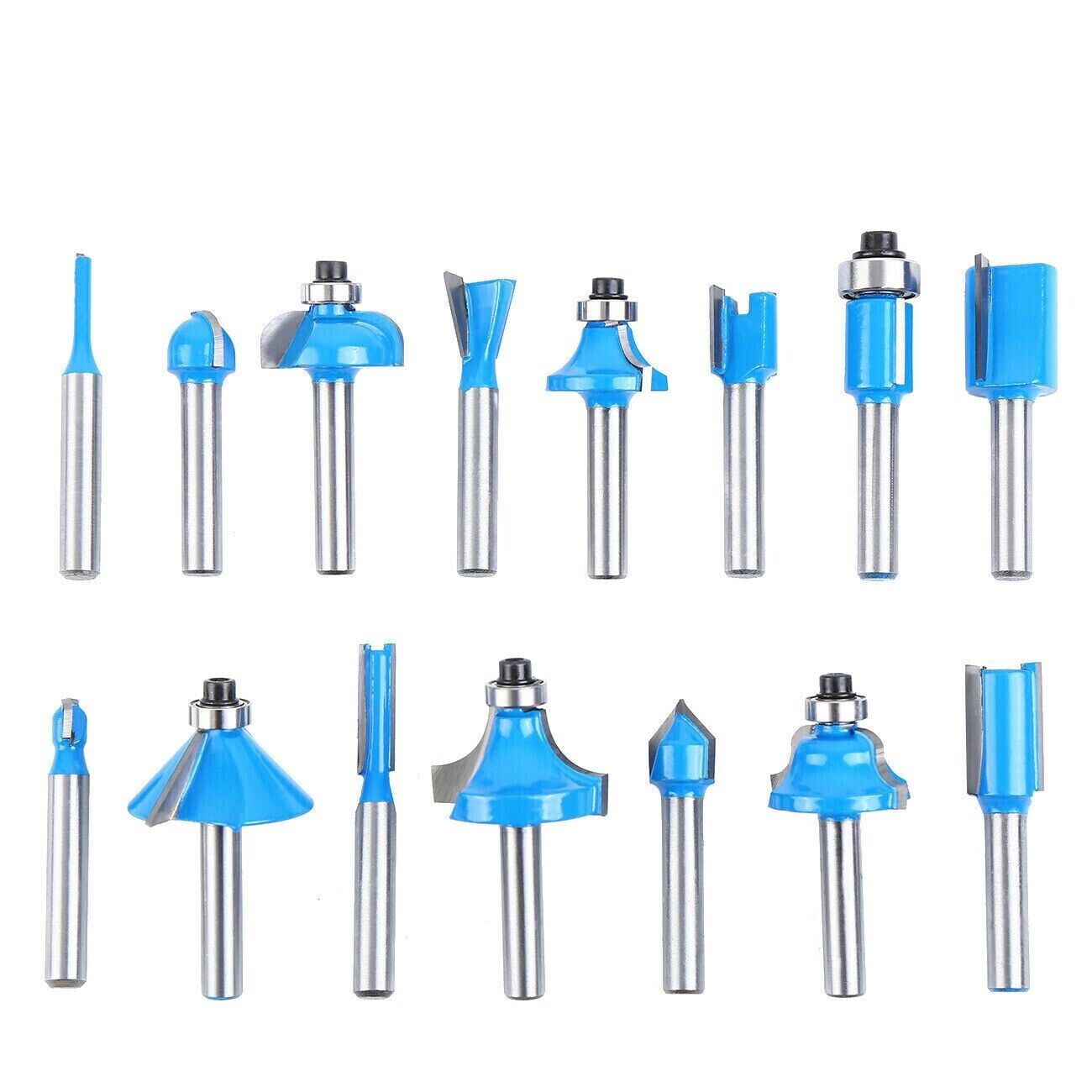 15Pcs Carbon Milling Cutter Router Bit Set Tungsten Carbide Router 1/4" Shank US