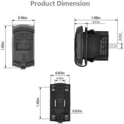 12V Dual USB Charger Socket LED Voltage Voltmeter Rocker Switch Panel Car Boat 