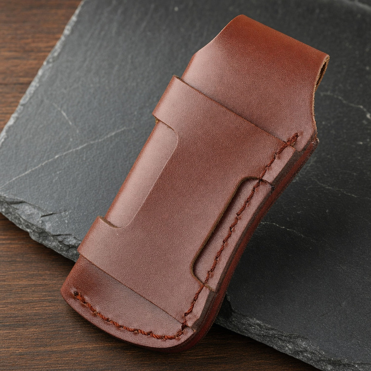 Hand Made Carved Cow Leather Sheath For Folding Knife Cover Pouch Belt Clip US