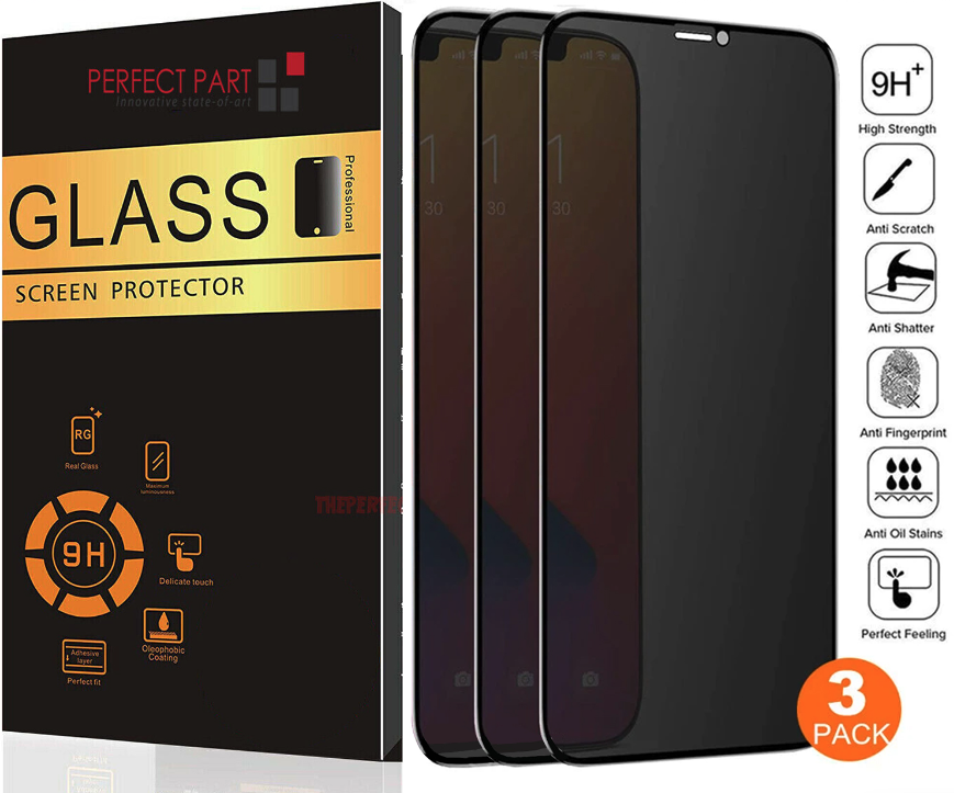 3 Pack For iPhone 15 14 13 12 11 Pro Max Privacy Tempered Glass Screen Protector