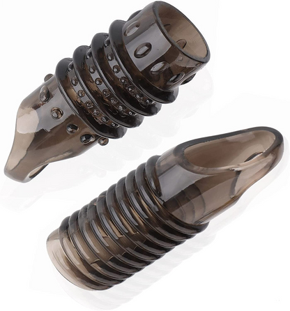 2PCS Reusable Cock Ring Glans Penis Enlarger Delayed Ejaculation Sleeve Extender