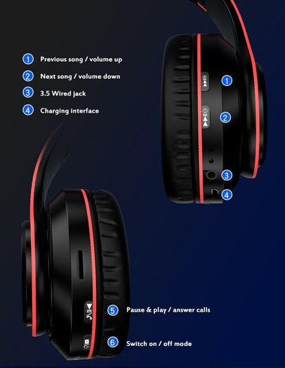 Super Bass Wireless Bluetooth Headphones Foldable Stereo Earphones Headsets Mic 