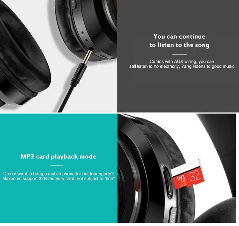 Super Bass Wireless Bluetooth Headphones Foldable Stereo Earphones Headsets Mic 