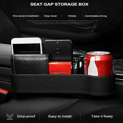 2 PCS Auto Car Seat Gap Catcher Organizer Storage Box Pocket w/ Cup Holder Side