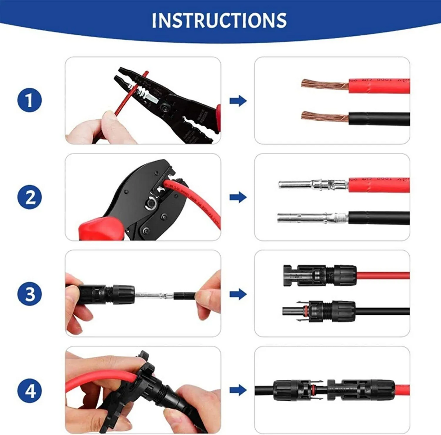 10/20/50/100/200 Pairs Male Female Solar Cable Connectors For DIY Solar Panel US