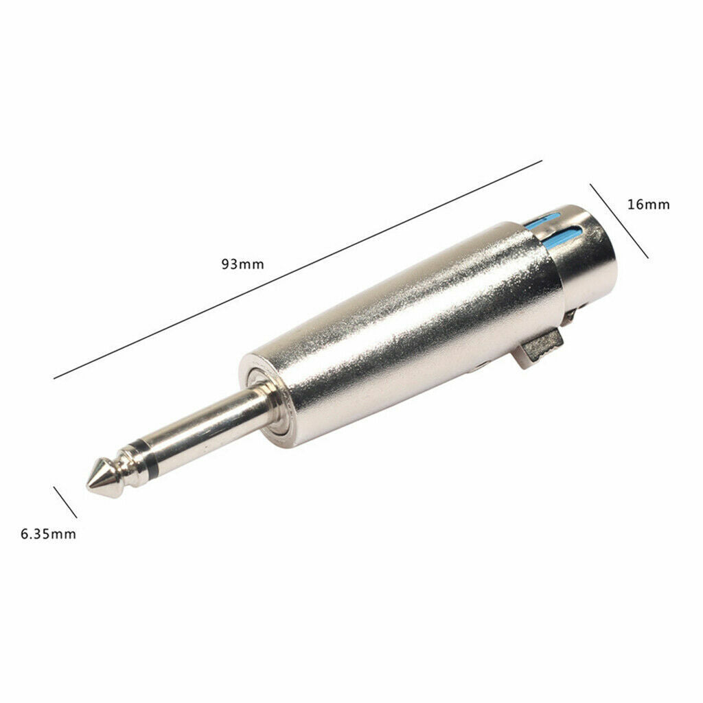 3PIN XLR Female To 1/4" 6.35mm Mono Male Plug Audio Cable Microphone Mic Adapter
