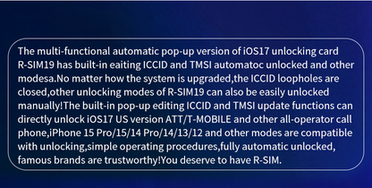 R-SIM19 NEW QPE Stable Unlock SIM Card For iPhone 15 Plus 14 13 Pro Max 12 IOS17
