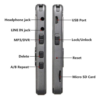 64GB Rechargeable LCD Digital Audio Sound Voice Recorder Dictaphone MP3 Player