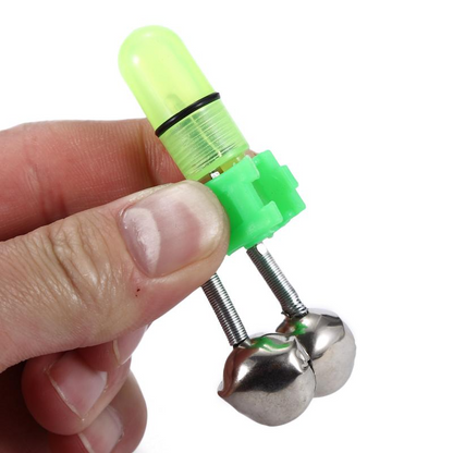 10/40 PC LED Night Fishing Bite Bait Alarm 2 Bells Light Rod Tip Clip Alert Ring