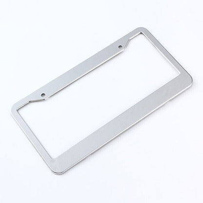 2PCS Chrome Stainless Steel Metal License Plate Frame Tag Cover With Screw Caps