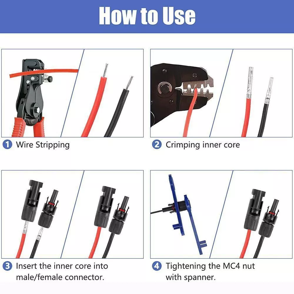 10/20/50/100/200 Pairs Male Female Solar Cable Connectors For DIY Solar Panel US