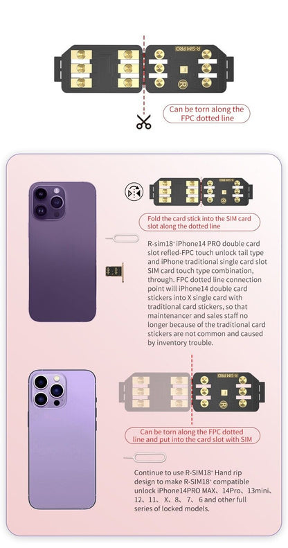 R-SIM18+ RSIM 18+ Nano Unlock Card For iPhone 14 Plus 13 12 11 Pro Max XR iOS 16