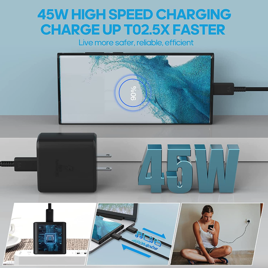 45W USB-C Super Fast Wall Charger + 6FT Cable For Samsung Galaxy S20 S21 S22 S23