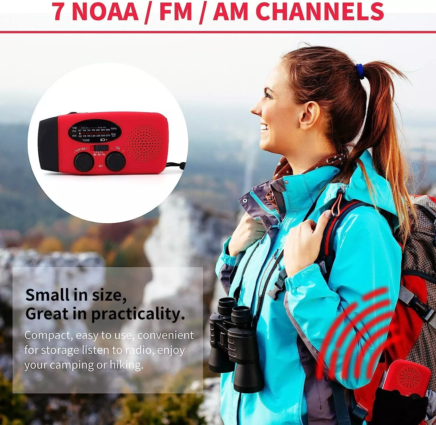 Emergency  Radio Crank Solar Hand Weather 1000mAh Power Bank Charger Flash Light