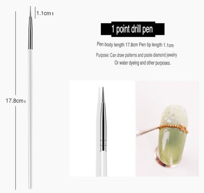 20PCS/Set Nail Art Design Dotting Painting Drawing Polish Brush Pen Tools UV Gel