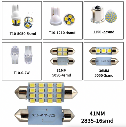 28pcs Car Interior White Combo LED Map Dome Door Trunk License Plate Light Bulbs