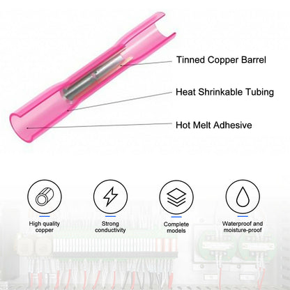 200/100PCS Heat Shrink Butt Wire Splice Connectors Seal Crimp Terminals USA