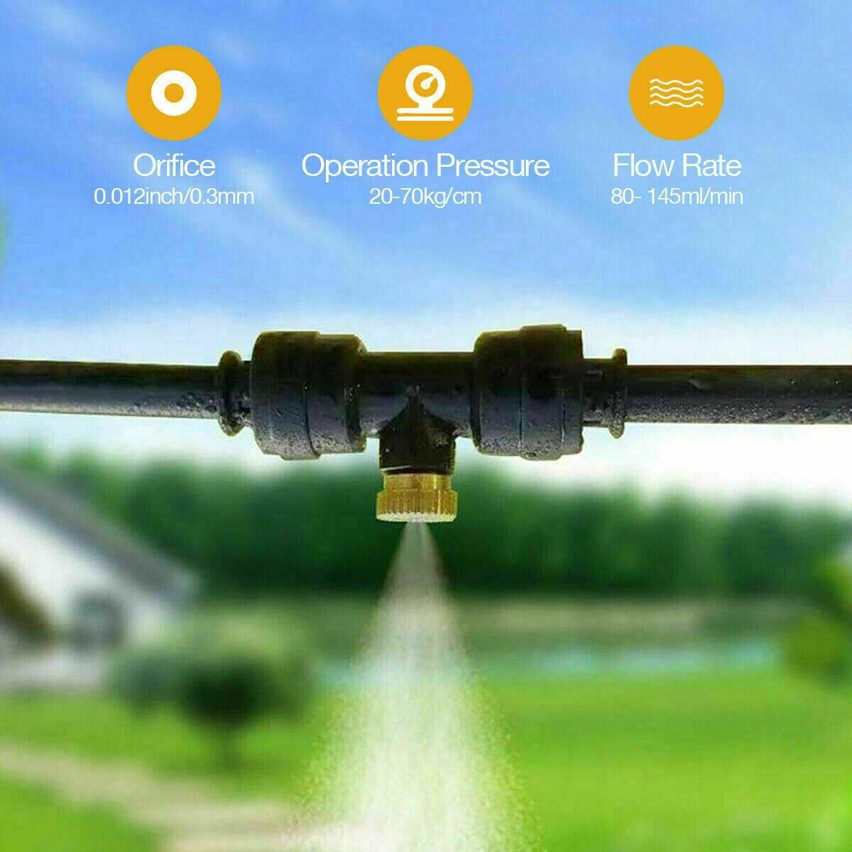 20x Brass Misting Nozzles Mister Sprinkler Outdoor Cooling System Garden Sprayer
