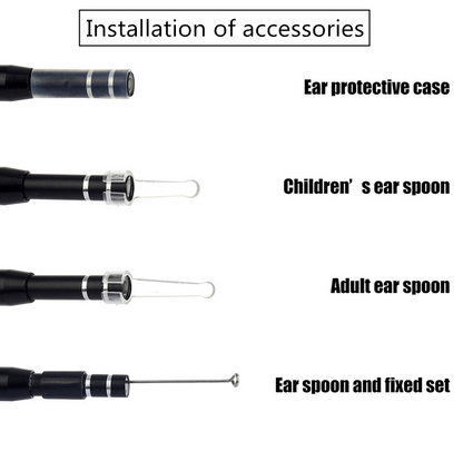 HD LED Ear Endoscope Otoscope Camera Wax Pick Cleaning Tool Cleaner Removal Kit