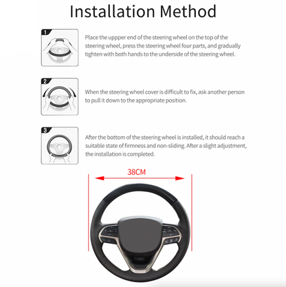 Car Steering Wheel Cover Red Black Leather Anti-slip For 15"/38cm Carbon Fiber