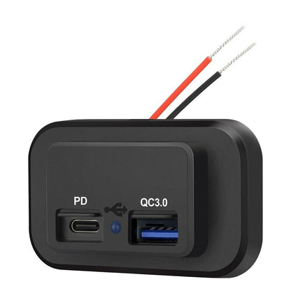 12-24V 4.8A Dual USB PD QC3.0 Car Boat RV Fast Charger Socket LED Power Outlet