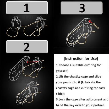 Male Chastity Cage Lock Device Kit W/ 4 Rings Virginity Device 5 Sizes Curve US