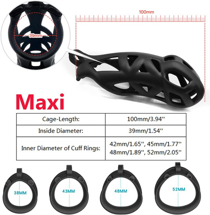 Male Chastity Cage Lock Device Kit W/ 4 Rings Virginity Device 5 Sizes Curve US