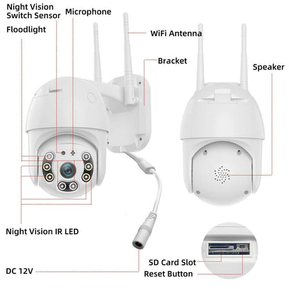 1080P HD WIFI Camera Wireless Outdoor CCTV IP PTZ Smart Home Security IR Cam US