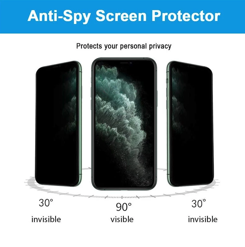 3 Pack For iPhone 15 14 13 12 11 Pro Max Privacy Tempered Glass Screen Protector