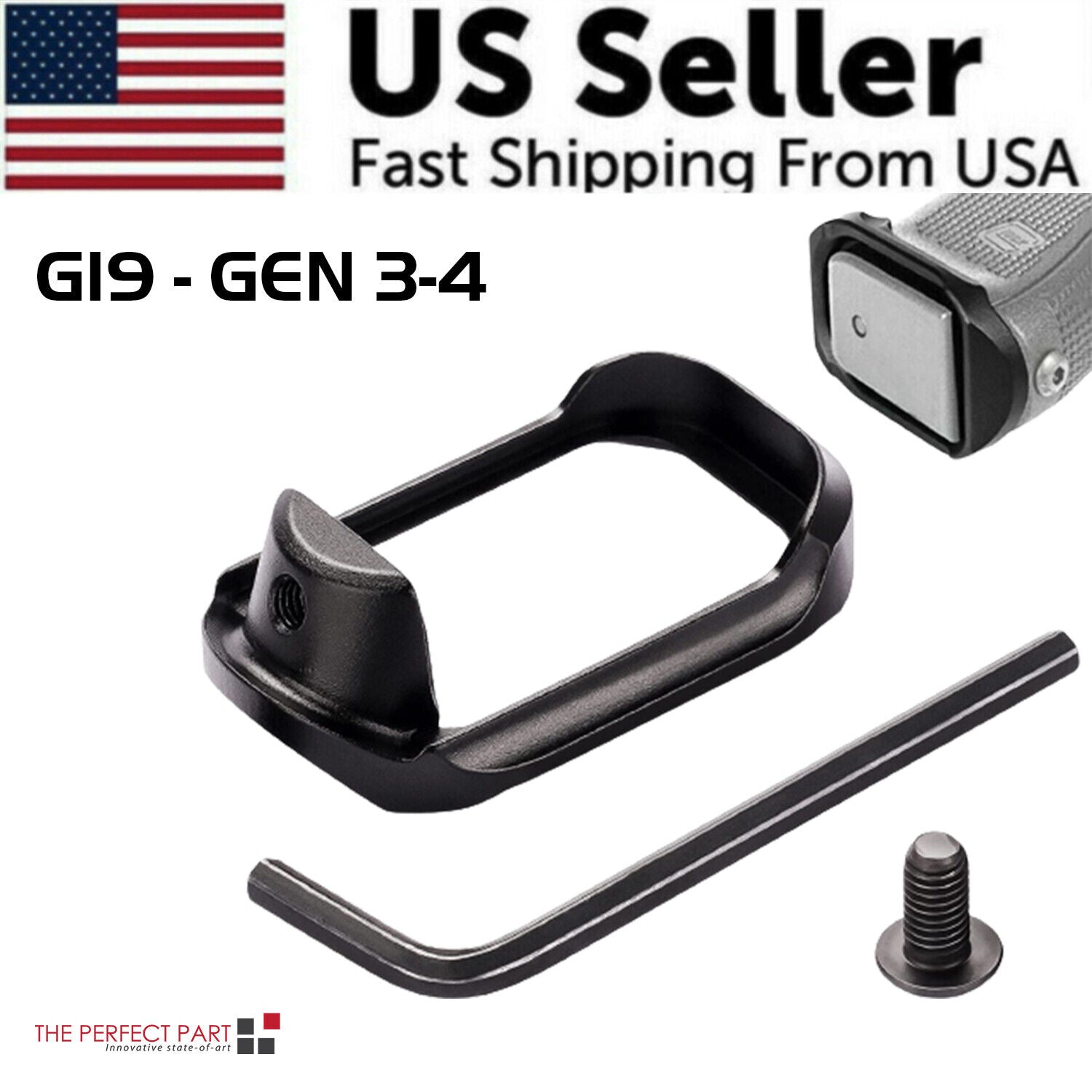 Anodized Aluminum Flared Magwell For Glock 19/17/22/24/31/34/35/37 Gen 1/2/3/4/5