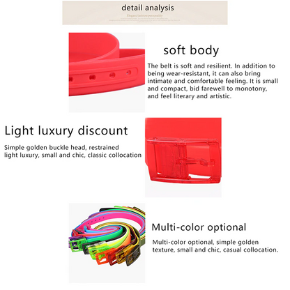 Adjustable Cut to Fit Rubber Plastic Jelly Silicone Casual Belt With Buckle USA