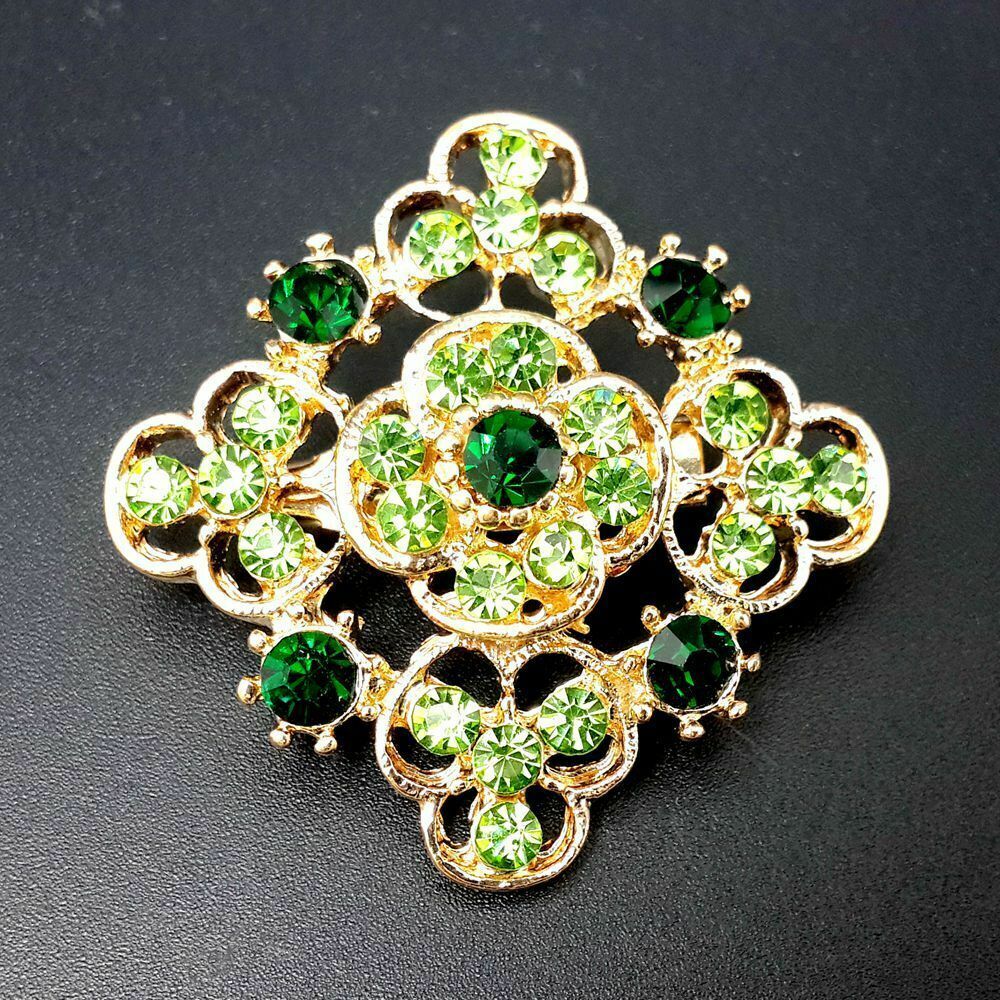 24pc Vintage Brooch Lot Mixed Alloy Rhinestone Crystal Pins Wedding Bouquet DIY