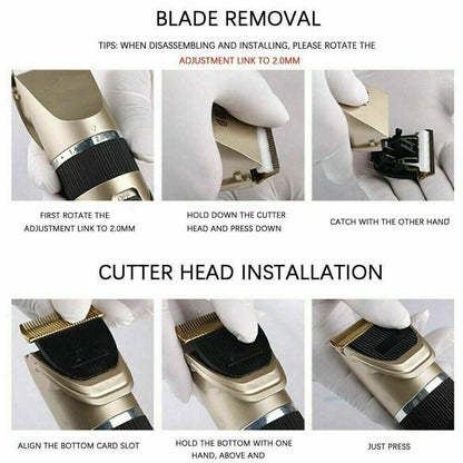 Professional Hair Clippers Trimmer Mens Barber Hair Cutting Kit Machine Cordless