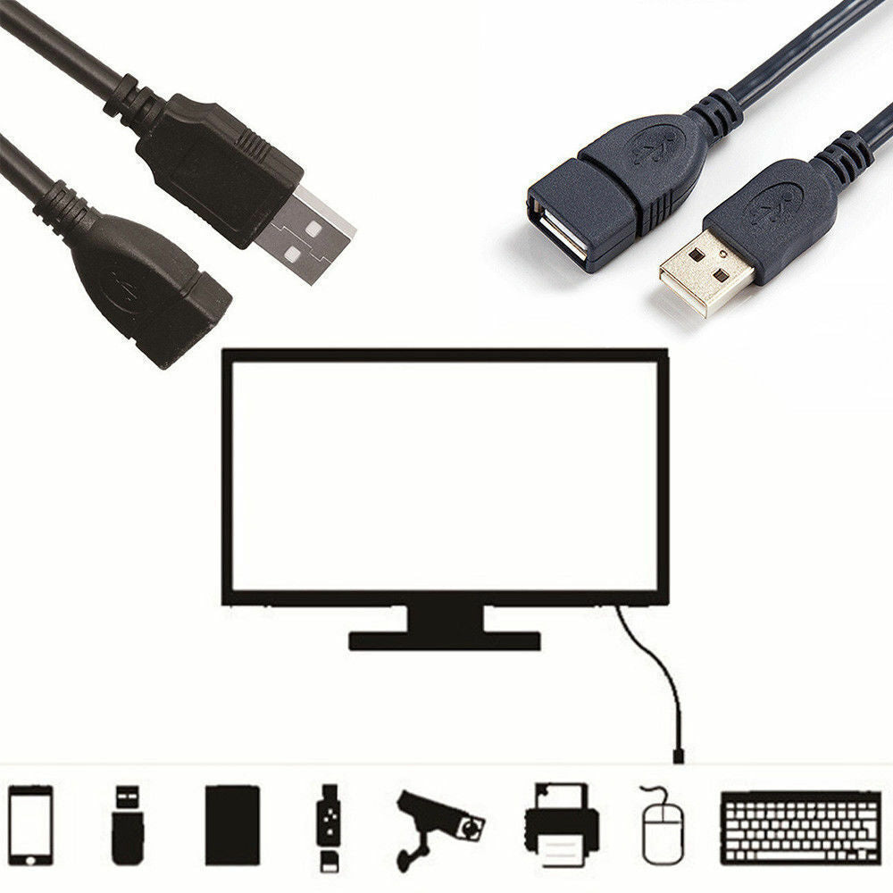 6FT USB 2.0 Male to Female Extension Data Charger Cable Cord Adapter M/F 6 Feet
