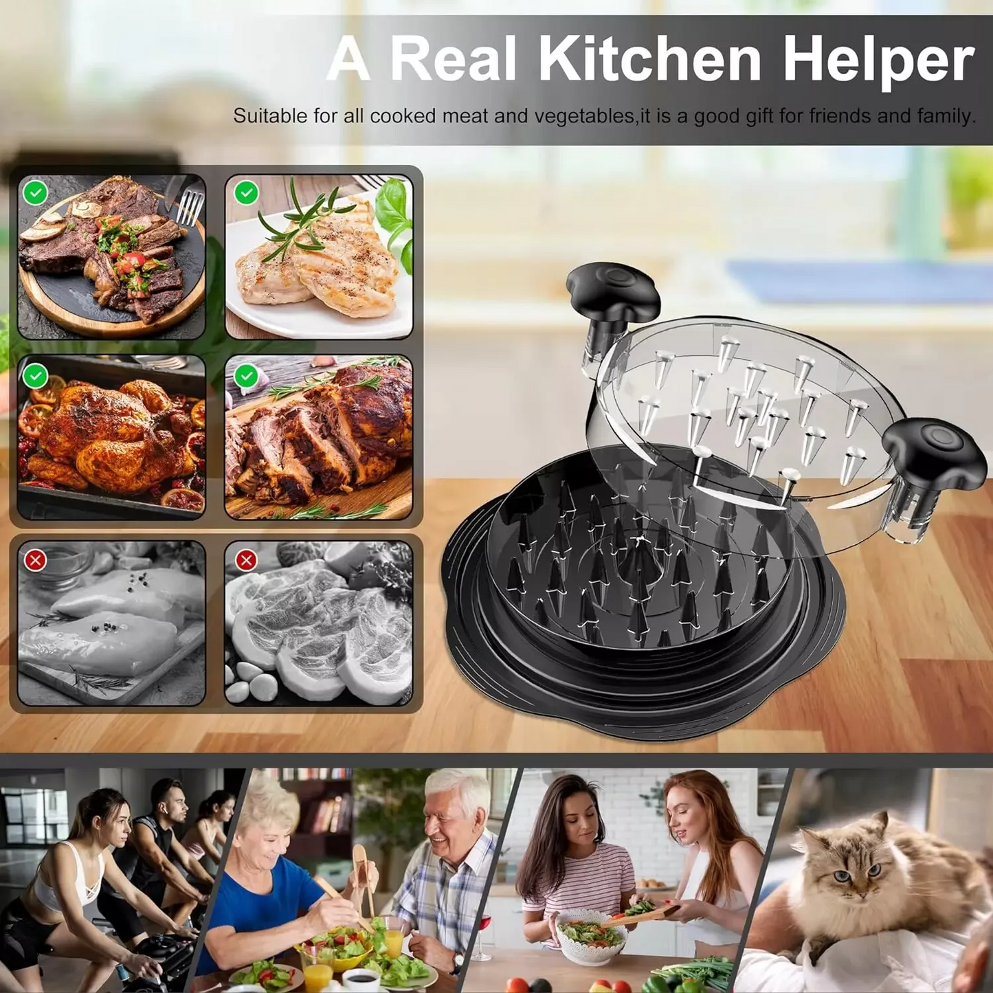 Large Chicken Shredder Tool Twist Meat Shredding Grinder Handles Non-Slip No BPA