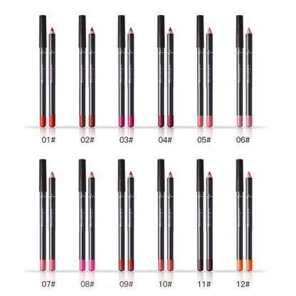 12Pcs Women Waterproof Lipstick Long Lasting Matte Lip Liner Pencil Lip Pen Set