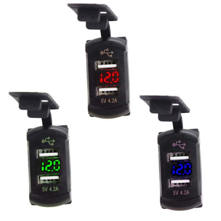 12V Dual USB Charger Socket LED Voltage Voltmeter Rocker Switch Panel Car Boat 