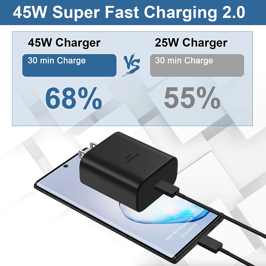 45W USB-C Super Fast Wall Charger + 6FT Cable For Samsung Galaxy S20 S21 S22 S23