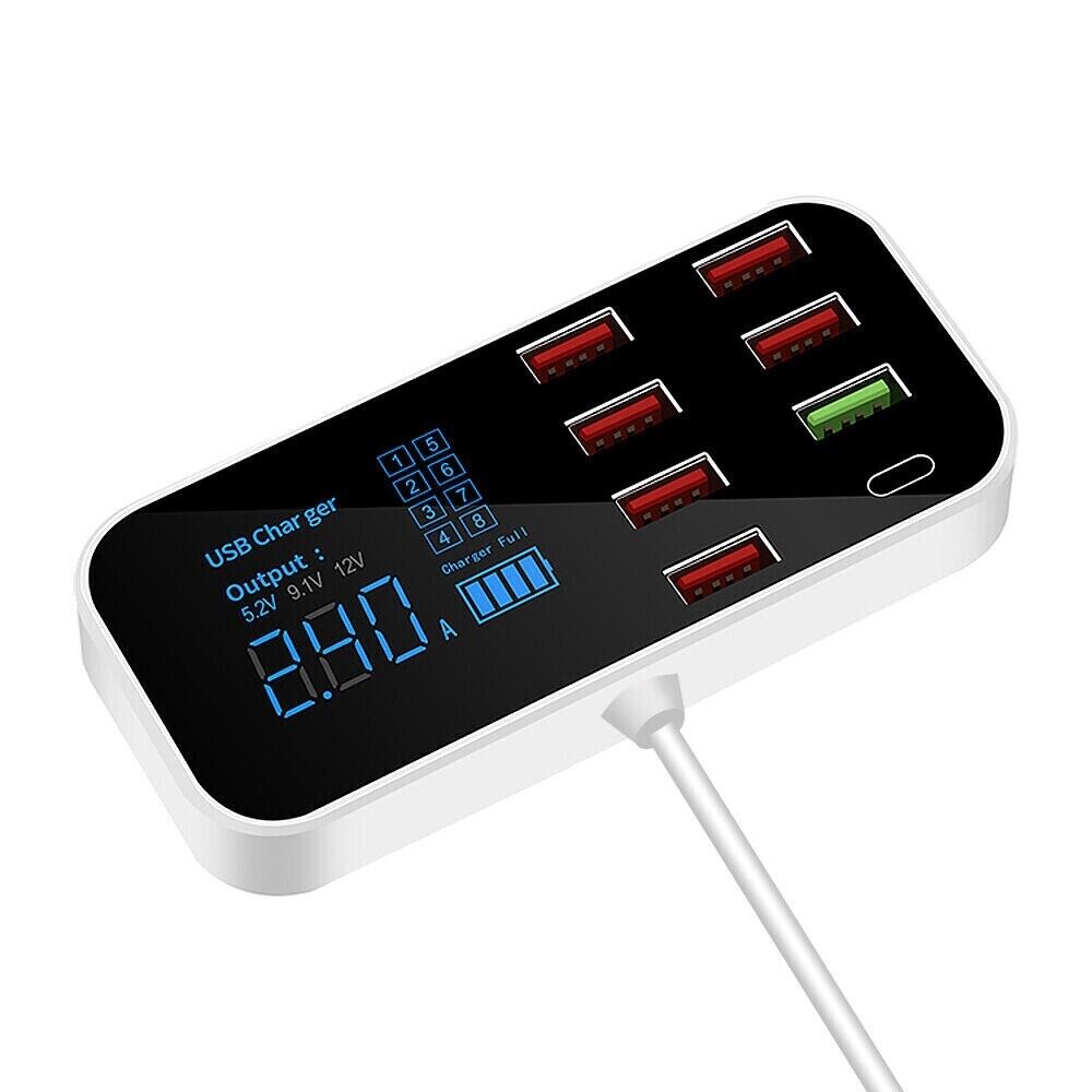 Multi USB 8-Port Fast Desktop Hub Wall Charger Charging Station Quick Charge 3.0