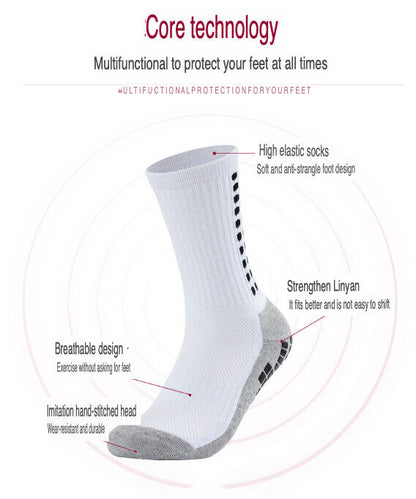3 Pair Sport Socks Anti Slip W/ Grip Soccer Men Football Basketball Sock Premium
